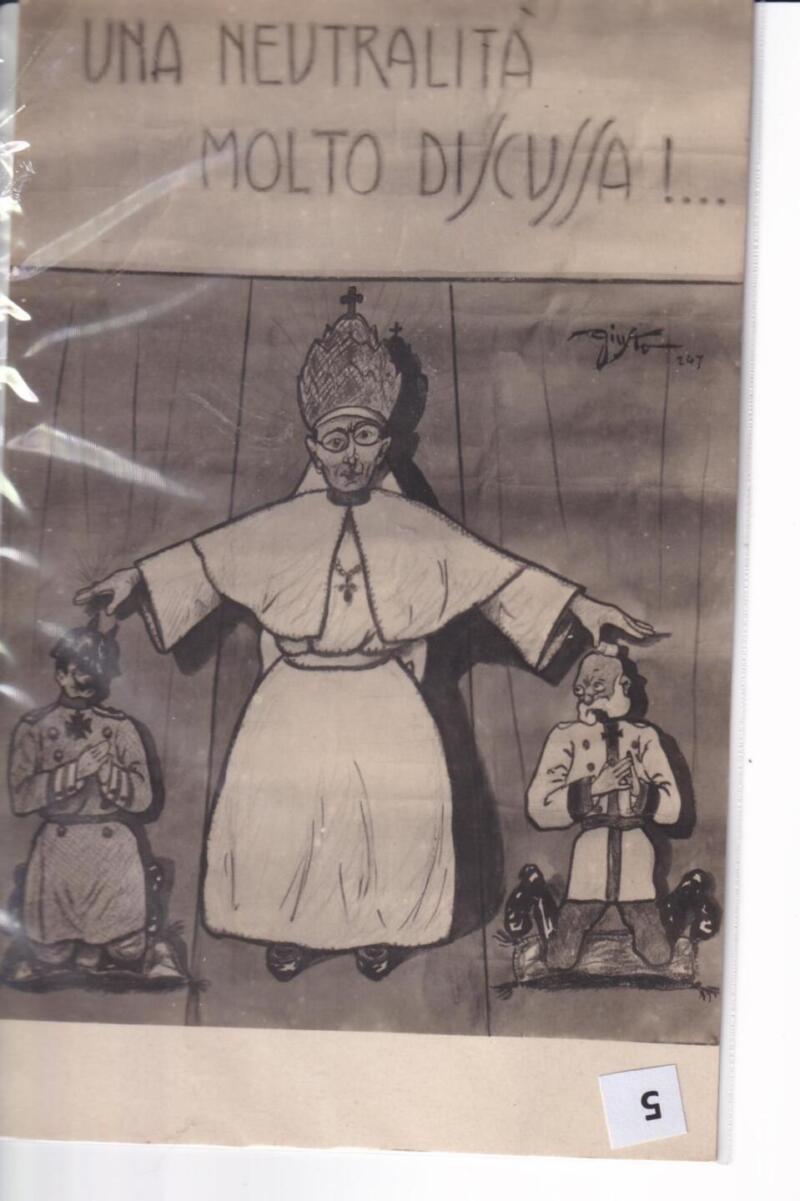Cartolina satirica d'epoca UNA NEUTRALITA' MOLTO DISCUSSA!...