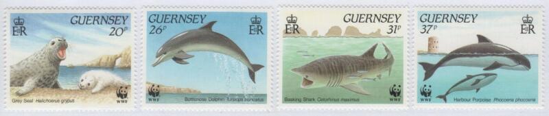Francobolli Guernsey Anno 1990 WWF Fondo mondiale per la protezione della natura Fauna marina