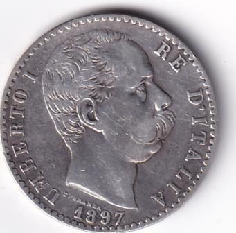 Moneta Italia Regno Umberto I Anno 1897 Roma Lire 2 STEMMA