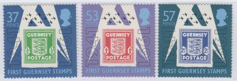 Francobolli Guernsey Anno 1991 Cinquantenario dei primi francobolli di Guernsey