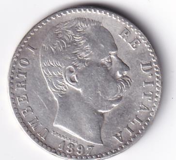 Moneta Italia Regno Umberto I Anno 1897 Roma Lire 2 STEMMA