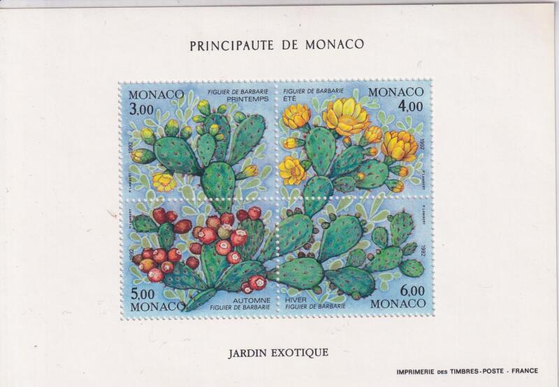 Foglietto Monaco Anno 1992 Le quattro stagioni del fico d'India