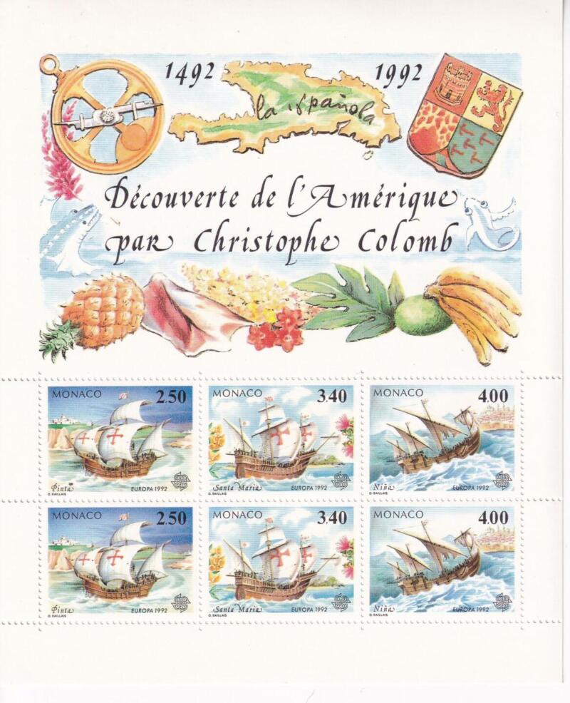 Foglietto Monaco Anno 1992 Europa Quinto centenario della scoperta dell'America