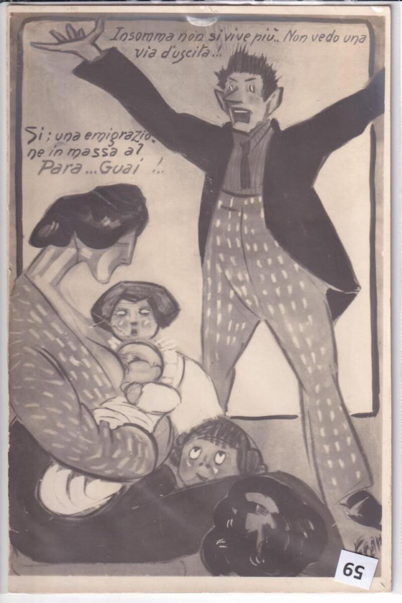 Cartolina satirica d'epoca INSOMMA NON SI VIVE PIU'... NON VEDO UNA VIA D'USCITA