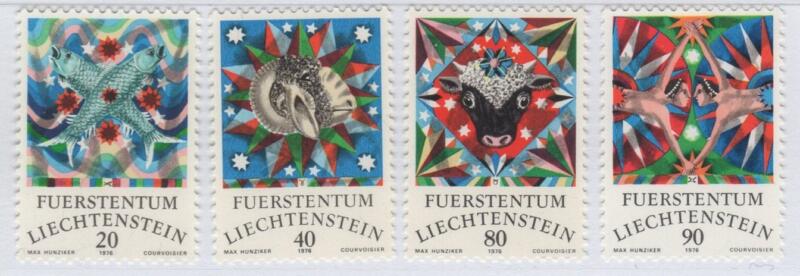 Francobolli Liechtenstein Anno 1976 Segni dello Zodiaco Prima serie