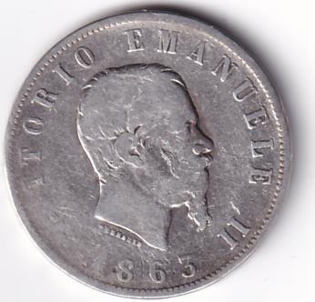 Moneta Italia Regno Vittorio Emanuele II Anno 1863 Napoli Lire 2 VALORE