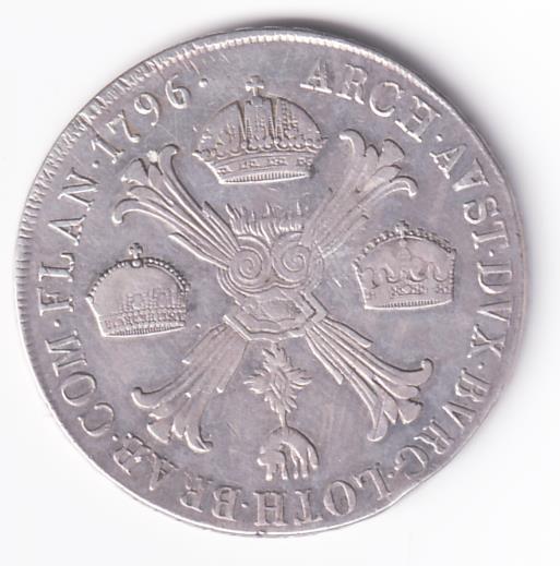 Moneta Milano Scudo 'CROCIONE' Anno 1796 FRANCISC II D.G.R.I.S.A.GER.HIE.HUN.BOH. REX M ARCH.AUST.DUX.BURG.LOTH.BRAB.COM.FLAN