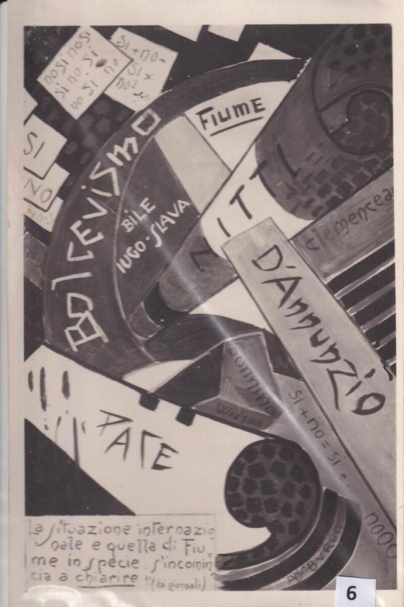 Cartolina satirica d'epoca D'ANNUNZIO la situazione internazionale e quella di Fiume in specie s’incomincia a chiarire! Dai giornali
