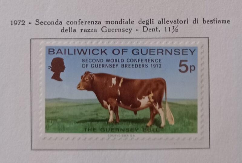 Francobollo Guernsey Anno 1972 Congresso mondiale allevatori di bestiame
