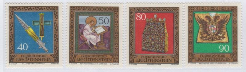 Francobolli Liechtenstein Anno 1977 Tesoro imperiale di Vienna Insegne del Sacro Romano Impero
