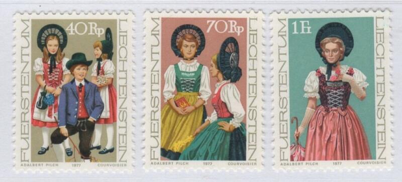 Francobolli Liechtenstein Anno 1977 Costumi nazionali