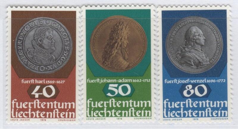 Francobolli Liechtenstein Anno 1978 Monete e medaglie Seconda serie