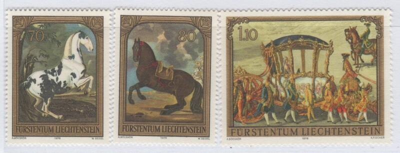 Francobolli Liechtenstein Anno 1978 Quadri raffiguranti cavalli e la Carrozza d'oro del Principe Wenzel
