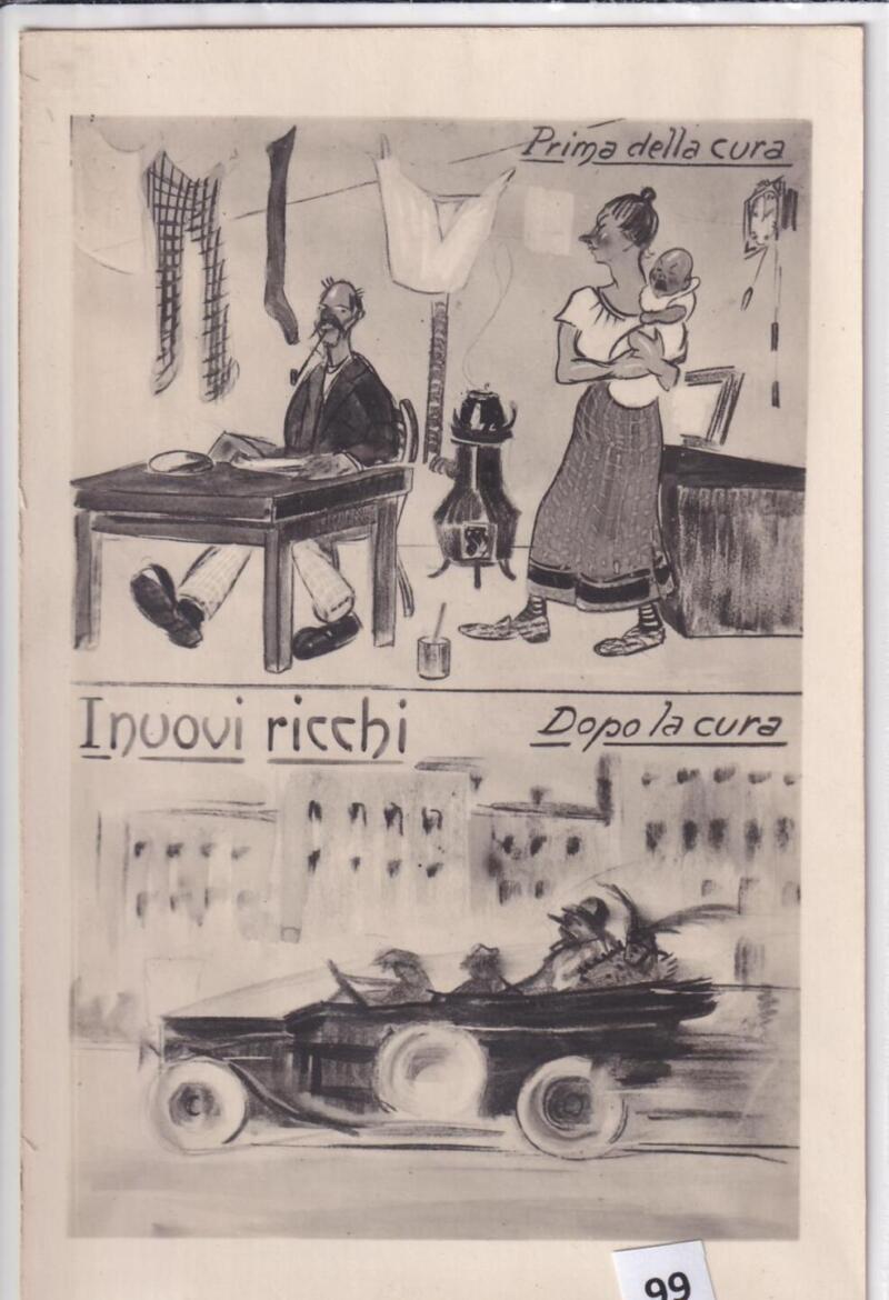 Cartolina satirica d'epoca I nuovi ricchi