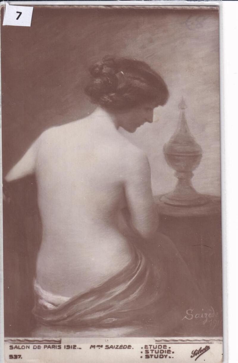Cartolina d’epoca nudo di donna SALON DE PARIS 1912 M.me SAIZEDE Etude