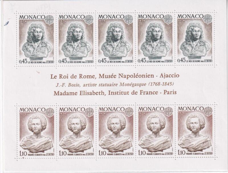 Foglietto Monaco Anno 1974 Europa Sculture