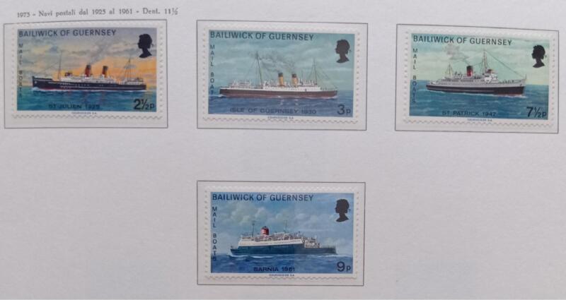 Francobolli Guernsey Anno 1973 Navi postali Seconda serie