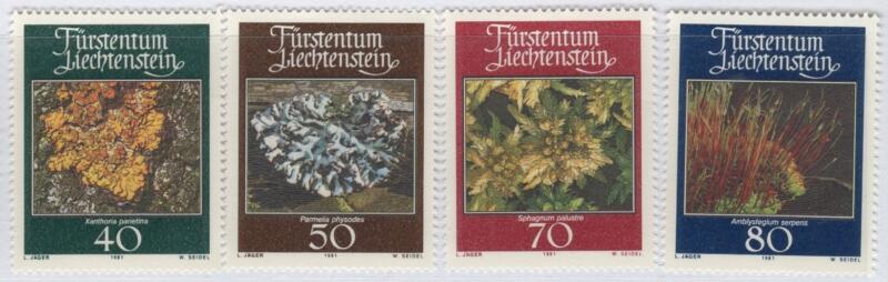 Francobolli Liechtenstein Anno 1981 Muschi e licheni