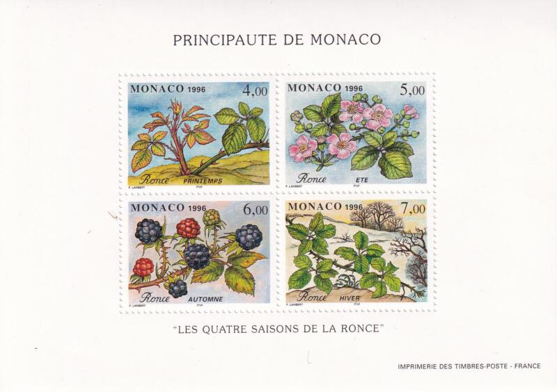 Foglietto Monaco Anno 1996 Le quattro stagioni della mora
