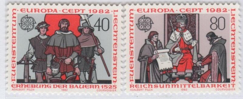Francobolli Liechtenstein Anno 1982 Europa Avvenimenti storici
