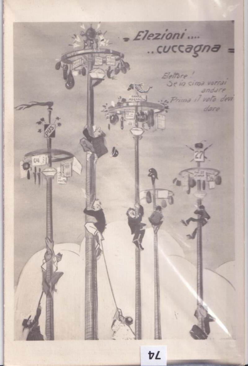 Cartolina satirica d'epoca ELEZIONI