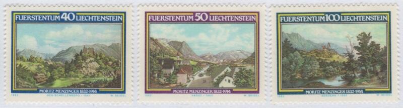Francobolli Liechtenstein Anno 1982 150esimo anniversario della nascita del pittore M. Menzinger