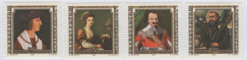 Francobolli Liechtenstein Anno 1982 Ritratti di famosi visitatori Seconda serie