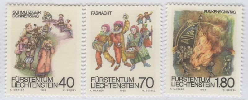 Francobolli Liechtenstein Anno 1983 Costumi di carnevale dei giovani