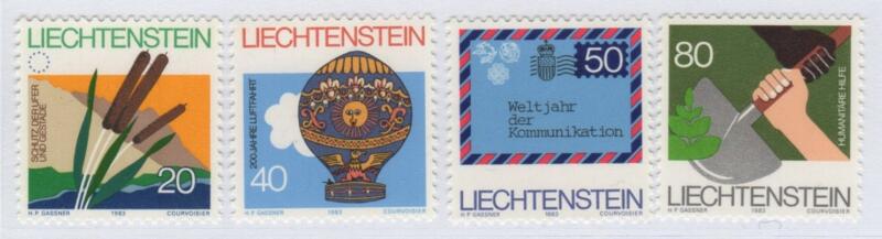 Francobolli Liechtenstein Anno 1983 Campagne internazionali e commemorazioni varie