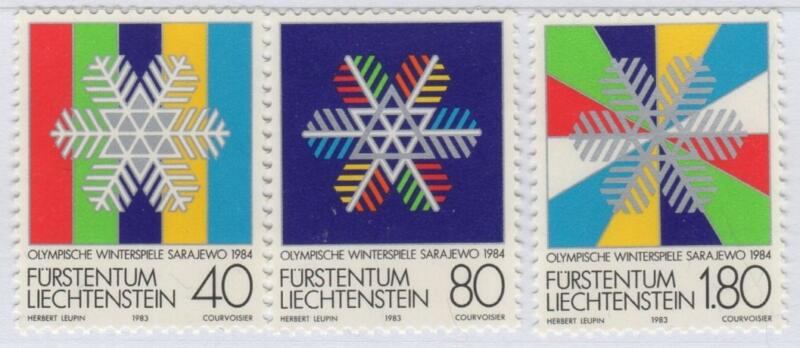 Francobolli Liechtenstein Anno 1983 Giochi Olimpici invernali a Sarajevo 1984