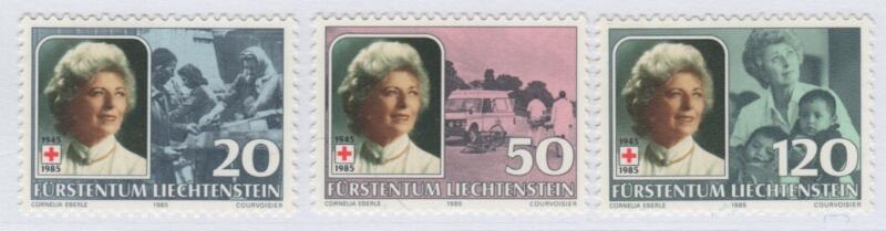 Francobolli Liechtenstein Anno 1985 Croce Rossa 40 anni di presidenza della Principessa Gina