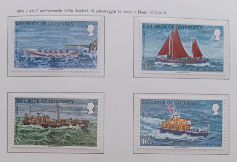 Francobolli Guernsey Anno 1974 Battelli di salvataggio
