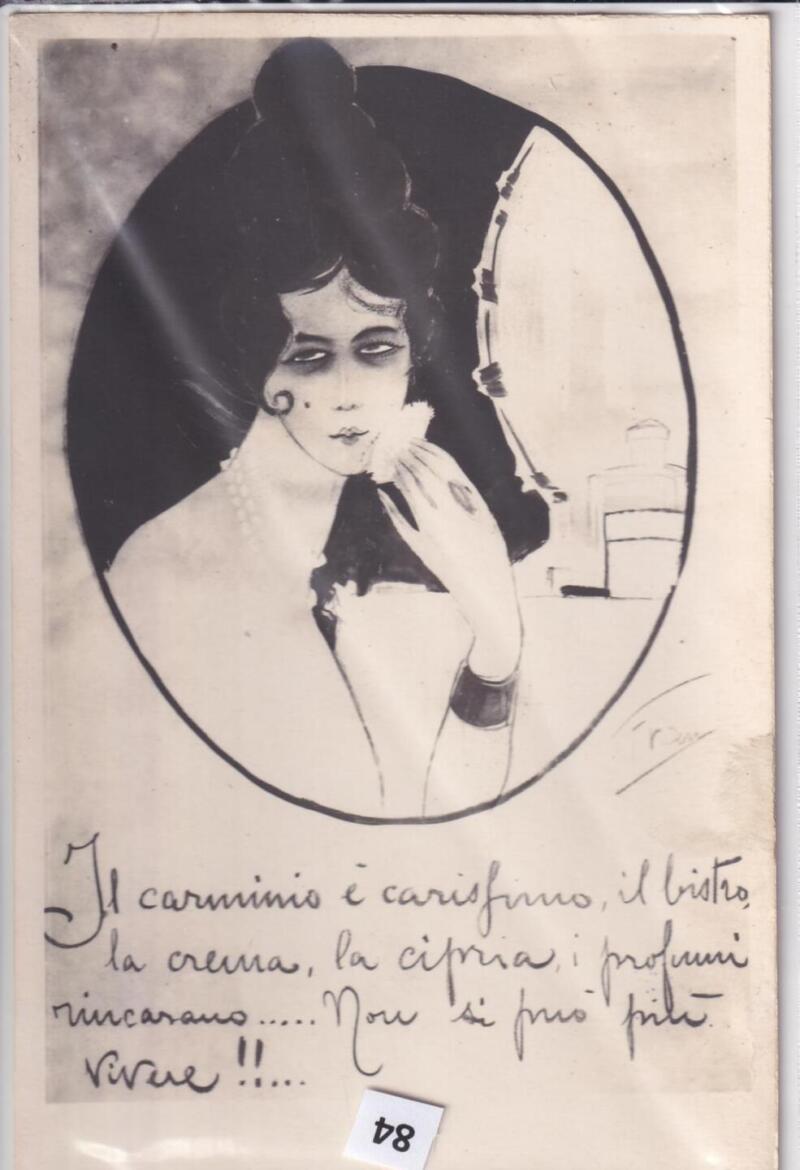 Cartolina satirica d'epoca IL CARMINIO E' CARISSIMO