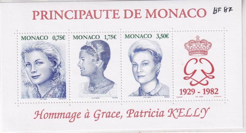 Foglietto Monaco Anno 2004 Omaggio alla Principessa Grace Patricia Kelly
