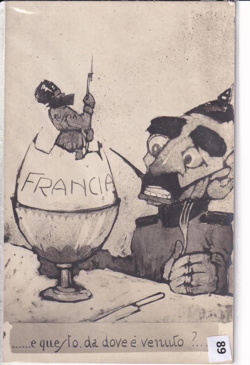 Cartolina satirica d'epoca FRANCIA E questo da dove è venuto?