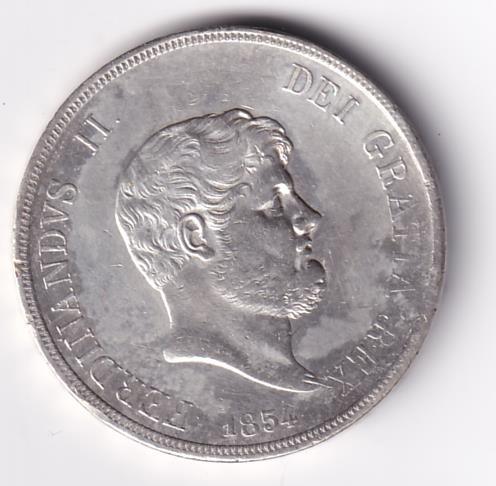 Moneta Regno di Napoli Anno 1854 GRANA 120 FERDINANDUS II DEI GRATIA REX 1854 REGNI UTR SIG. ET . HIER GR 120