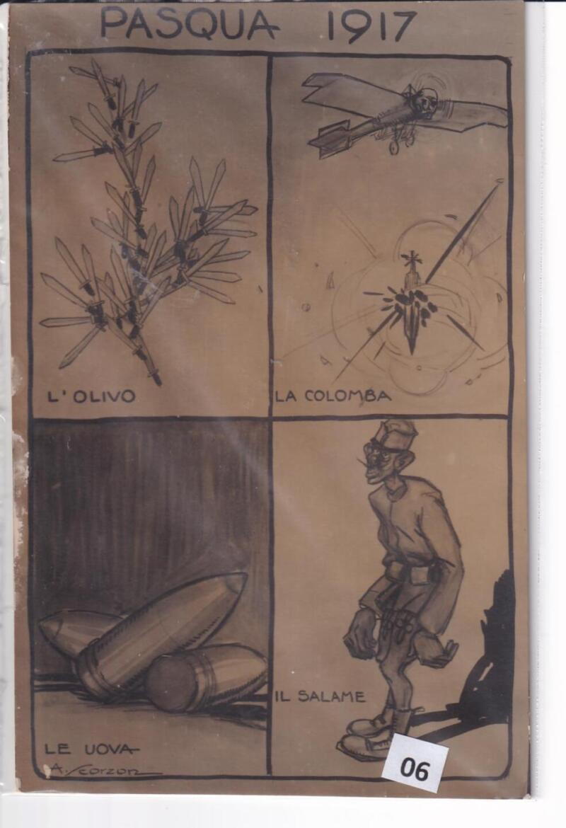 Cartolina satirica d'epoca PASQUA 1917