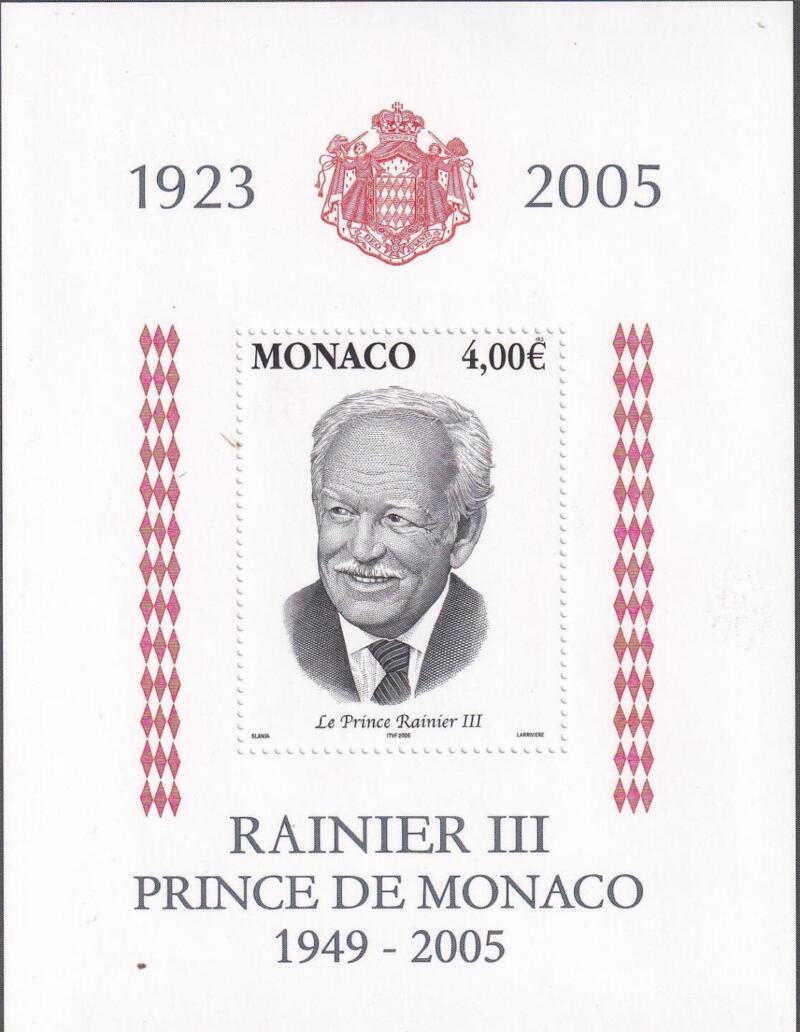 Foglietto Monaco Anno 2005 Morte del Principe Ranieri III