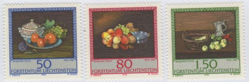 Francobolli Liechtenstein Anno 1990 Dipinti di Benjamin Steck