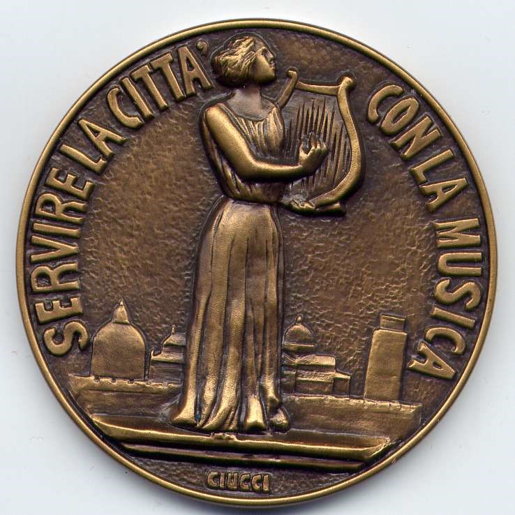 Medaglia commemorativa SERVIRE LA CITTA’ CON LA MUSICA 1765-1990 - 225° SOCIETA’ FILARMONICA PISANA