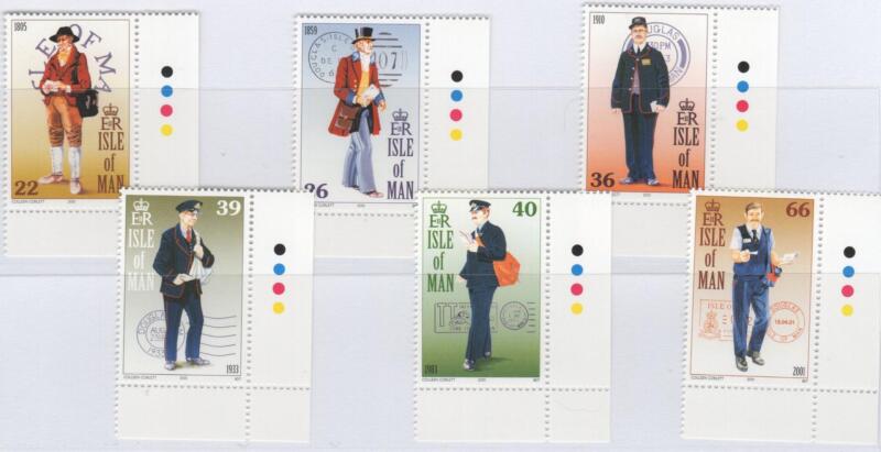 Francobolli Man Anno 2001 Uniformi posali di diverse epoche