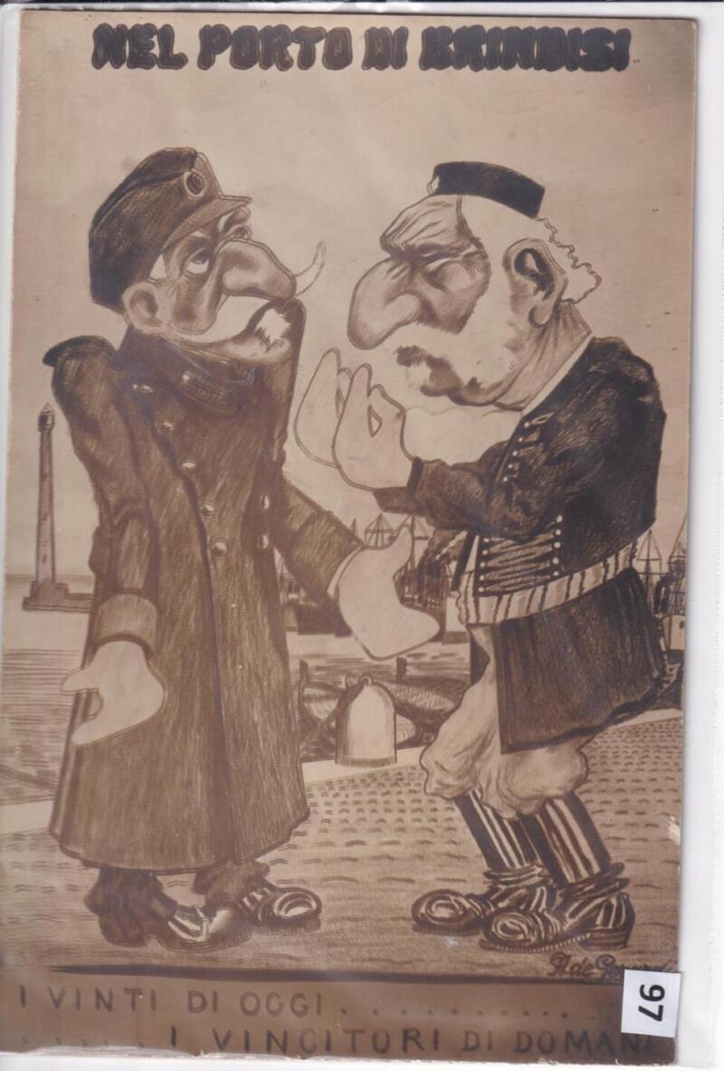 Cartolina satirica d'epoca NEL PORTO DI BRINDISI