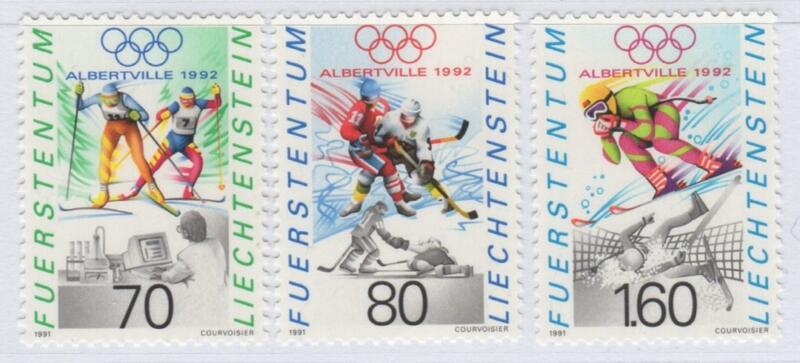 Francobolli Liechtenstein Anno 1991 ALBERTVILLE 92 Giochi Olimpici invernali