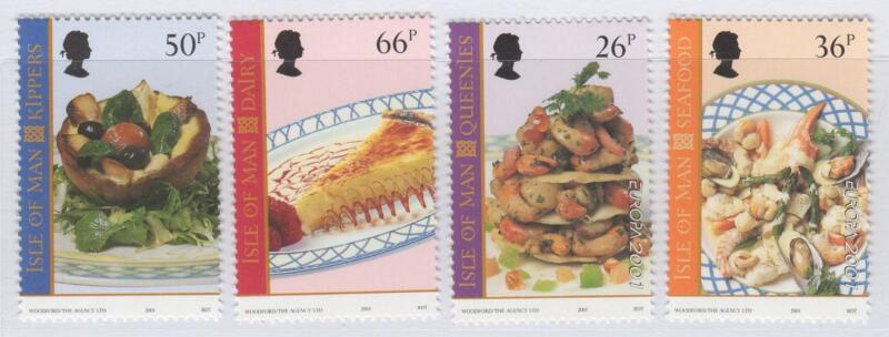 Francobolli Man Anno 2001 Piatti gastronomici dello chef Kevin Wood