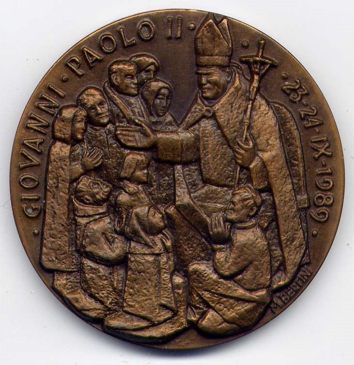 Medaglia commemorativa. GIOVANNI PAOLO II 23-24 IX 1989. Visita apostolica alle chiese di Lucca Pisa Volterra