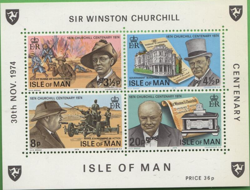 Foglietto Man Anno 1974 Centenario della nascita di W. Churchill