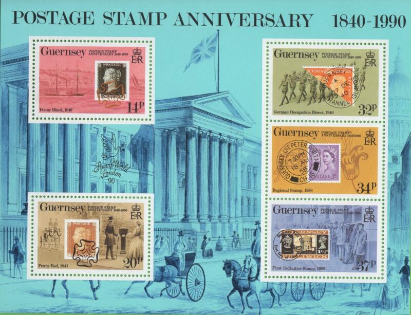 Foglietto Guernsey Anno 1990 150esimo anniversario del primo francobollo Penny Black