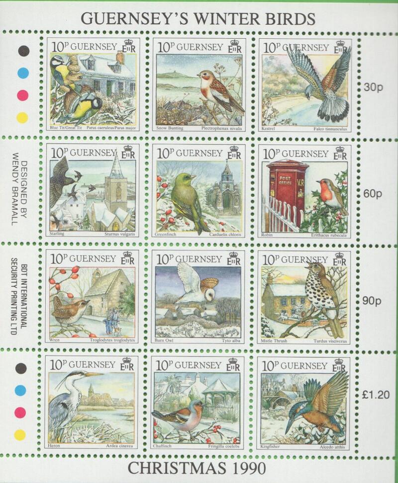 Foglietto Guernsey Anno 1990 Natale Uccelli