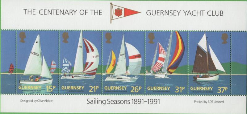 Foglietto Guernsey Anno 1991 Centenario dello Yacht Club di Guernsey