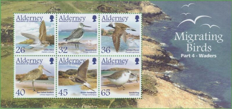 Foglietto Alderney Anno 2005 Uccelli migratori Quarta serie I trampolieri